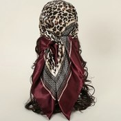 Resim Kadınlar İçin Şık Leopar Desenli Kare Eşarp - 89.99 cm, Polyester İplikten Yapılmış, Tüy Kullanmadan El İşi, Esnemez, Makinede Yıkanabilir 