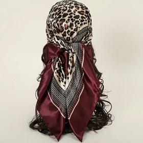 Resim Kadınlar İçin Şık Leopar Desenli Kare Eşarp - 89.99 cm, Polyester İplikten Yapılmış, Tüy Kullanmadan El İşi, Esnemez, Makinede Yıkanabilir 