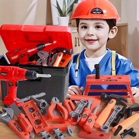 Resim Çocukların Simüle Edilmiş Araç Seti, Tornavida, Simüle Edilmiş Onarım Araçları, İnşaat Stüdyosu, Erkek ve Kızlar için Parti Favori, Noel Hediyesi, En iyisi Noel için 