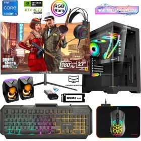 Resim Xaser XSR843 I5 12400F 16GB Ram 512GB M.2 Nvme SSD 12GB RTX4070 Super 27"curved 180Hz Sıvı Soğutma Oyun Bilgisayarı 
