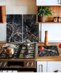 Resim Takım Halinde Yaldızlı Mermer 20x30 Cm Kesme Tablası Ve 60x52cm C 