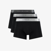 Resim Tommy Hilfiger Trunk 3'lü Erkek Metalik Logo Siyah Boxer 