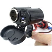 Resim Motosiklet Çakmaklık / Usb Şarj Soketi 12V Su Geçirmez 