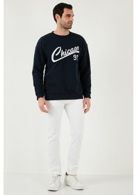 Resim Buratti Pamuk Karışımlı Regular Fit Bisiklet Yaka Erkek Sweat 5905468S Indigo 