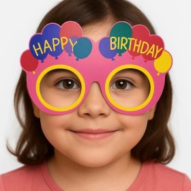 Resim Mena Rise Balon Desenli Karton Doğum Günü Gözlükleri 6 Adet Pembe Renk - Lisinya 