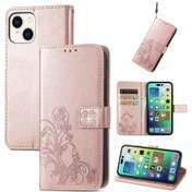 Resim Cbtx İphone Uyumlu 15 Dört Yapraklı Toka Kabartmalı Tokalı Deri Telefon Kasası 