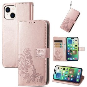 Resim Cbtx İphone Uyumlu 15 Dört Yapraklı Toka Kabartmalı Tokalı Deri Telefon Kasası 