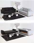 Resim Velura Home & Living Nola Koltuk Takımı 3+3 & Bazalı Yataklı Koltuk & Kanepe - Keten 