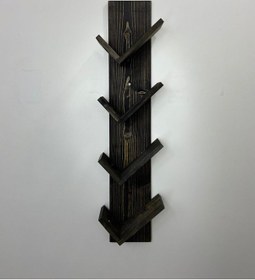 Resim Doğal Ahşap Şaraplık, Şarap Rafı, 4'lü Ahşap Şaraplık Siyah 