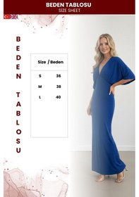 Resim Zedefx Kadın Yarasa Kol Sandy Kumaş Elbise Mavi 