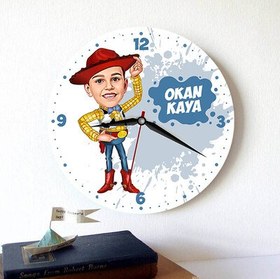 Resim Kovboy Çocuk Karikatürlü Duvar Saati 