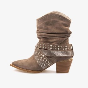 Resim Kemal Tanca Hakiki Deri Süet Kadın Western Bot 26-103152k Bizonte Süet 