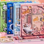 Resim [Okul Gereksinimleri Geri Dönüşü]1 Set/6 Adet Karikatür Hayvan Kırtasiye - Sevimli Kalem Kutusu, Silgi ve Motivasyonel Tasarımlarla Stickerlar, Sınıf/Ev Çalışması İçin Okul Malzemeleri 