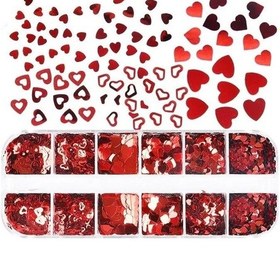 Resim Kırmızı Tırnak Süsleme Folyo Pulları Kalp Dizayn Nail Art 