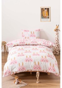 Resim Zethome Gold Tavşan Çift Taraflı Çocuk Nevresim Takımı 160x220 Cm Beyaz 