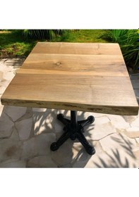 Resim Cafe Masa Ahşap Kütük Masa Aslan Ayak Kare 70x70 Ceviz 
