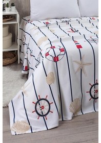 Resim Çarşafı Lastikli Tek Kişilik Pike Yatak Örtüsü 170 X 230 Beyaz 