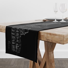 Resim Roma Siyah Runner Örtü 