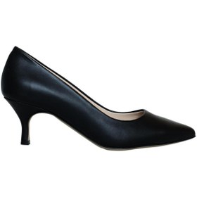 Resim Platin Siyah Kadın Stiletto Ayakkabı 