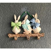 Resim Paskalya Üçlü Tavşan Askılık Pastel 