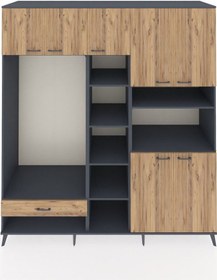 Resim Kronos Dolap 11 Raflı Tek Çekmeceli 7 Kapaklı 220x59x243 Antrasit-çam/çam Atlas Çam/atlas Çam 