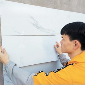 Resim GELDİMİCOM Düz Kırık Beyaz Yapışkanlı Pvc Duvar Kaplama Mutfak Banyo Sticker 30*60cm 6 Adet 1,08mt2 