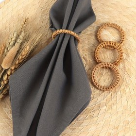 Resim 6 adet Bohem Rattan Dokuma Peçete Halkaları - Ev, Düğün, Parti, Yemek Dekoru için Rustik Masa Üstü Tutucular - Tatil, Noel, Çiftlik Ev Stili, Tatil Masa Düzeni için Çok Yönlü Aksesuarlar | Bohem Stili Halkalar | Doğal Rattan Malzeme, Peçete Tutucu Dekoru 