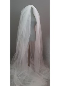 Resim Suzanna Moda Uzun 3 Buçuk Mt Boy Taraklı Kabarık Çift Katlı Hayal Tül Gelin Duvağı Krem 
