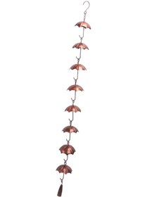 Resim Tenfowee Demir Şemsiye Desenli Yağmur Zinciri - 8 Bardaklı, 100cm, Ev Bahçe Dekorasyonu, Su Dökümü Önleyici, Kolay Asma 