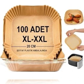 Resim Airfryer Pişirme Kağıdı,xl-Xxl Büyük Boy, Kare, 100 Adet Hava Fritöz Parşömen Fırın Kağıdı Tek Kullanımlık Kağıt Fırın Fritöz Pişirme Kızartma Tavası Için Uygun 20CM 