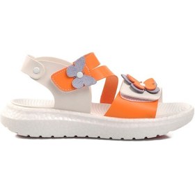 Resim Aspor Beyaz Turuncu Kız Çocuk Düz Sandalet Çok Renkli 