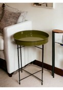 Resim Metal Geniş Tepsili Katlanır Yan Sehpa-Yeşil 