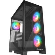 Resim Rampage HYDRA V2 BLACK Type-C+USB3.0 Temperli Camlı 4*ARGB Infinity Fan+Hub E-ATX Exclusive Gaming Oyuncu Kasası 
