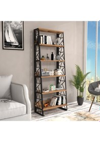 Resim Bessonshome Wood'N Love Albatros 5 Raflı Piramit Metal Kitaplık - Atlantik Ça 