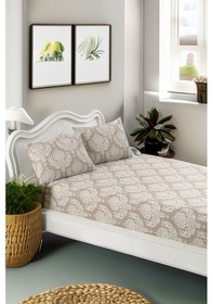 Resim Pes Lastikli Çarşaf Seti Çift Kişilik Post Kahve Kahve 