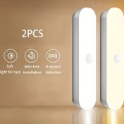 Resim 2 adet Akıllı Hareket Sensörlü Işık, USB Şarj Edilebilir Dolap Aydınlatması, Enerji Tasarruflu LED Gece Işıkları, Ayarlanabilir Renk Sıcaklığı, Koridorlar, Mutfaklar, Banyolar için Uygun 