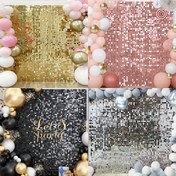 Resim 4 Adet Altın Püsküllü Perde Arka Planları, 100.08x199.9cm - Doğum Günleri, Düğünler, Yıldönümleri, Mezuniyetler ve Tatiller için Siyah Plastik Parti Arka Planı 