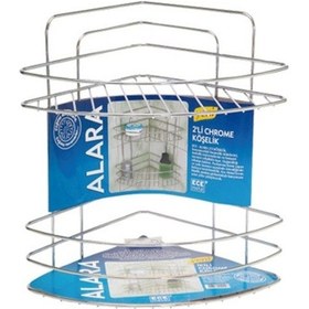 Resim Alara Metal İki Raflı Banyo Köşesi Krom Kaplama Metal Krom 