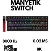 Resim MAD68 He Full Rgb 8000 Hz Rapid Trigger Driverli Askılı Manyetik Switch Klavye 