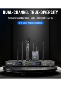 Resim Takstar M2f Led Ekranlı Çift Elli Uhf Kablosuz 500 Metre Mesafeli Kablosuz Mikrofon 