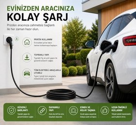 Resim Evden Elektrikli Araba Şarj Uzatma Kablosu Topraklı%100 Bakır 3x2.5mm (BEYAZ, 25 METRE) 