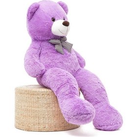 Resim Sevimli 90 Cm Peluş Ayı İle Pembe Konsept Romantik Peluş Ayıcık Buketi Lila 