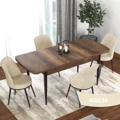 Resim Canisa Concept Kor Serisi Barok Ahşap Desen 70X114 Açılabilir Mutfak Masa Takımı, 4 Adet Sandalye 
