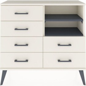 Resim Arges Şifonyer 2 Raflı 6 Çekmeceli 88x30x80 Aytaşı-antrasit/aytaşı Antrasit/aytaşı 