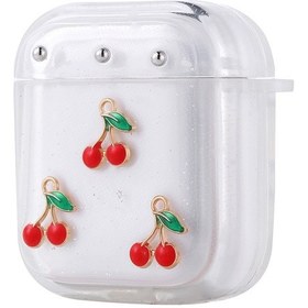 Resim Apple Uyumlu AirPods Airbag 44 Airbag Tasarımlı Simli Şeffaf Kutup Kılıf Kiraz 