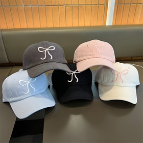 Resim 1 Adet Kadınlar İçin Ayarlanabilir Fiyonk Nakışlı Beyzbol Şapkası - Polyester Katlanabilir Şapka, Çıtçıtlı Kapatma, Tüm Sezonlara Uygun Spor Tasarım, Mükemmel Hediye (Gri/Pembe/Siyah/Beyaz), Ayarlanabilir Beyzbol Şapkası, Her Mevsim Başlık, Doku 