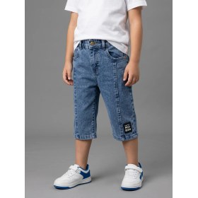 Resim Robin Kids Erkek Çocuk Beli Lastikli Mavi Kot Kapri Pantolon 