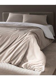 Resim Madame Coco Verne Çift Kişilik %100 Pamuk Biyeli Baskılı Saten Nevresim Takımı - Bej/beyaz Çok Renkli 