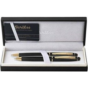 Resim Scrikss Takım Kalem Dolma+Tükenmez Mat Siyah Altın 35 N11.9632 