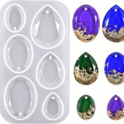 Resim Asma deliği bulunan 6 delikli oval reçine takı kalıbı - DIY kolyeler, küpeler, boyunluklar ve daha fazlası için mükemmel - El Sanatları, Reçine Döküm Malzemeleri için dayanıklı silikon döküm kalıbı 